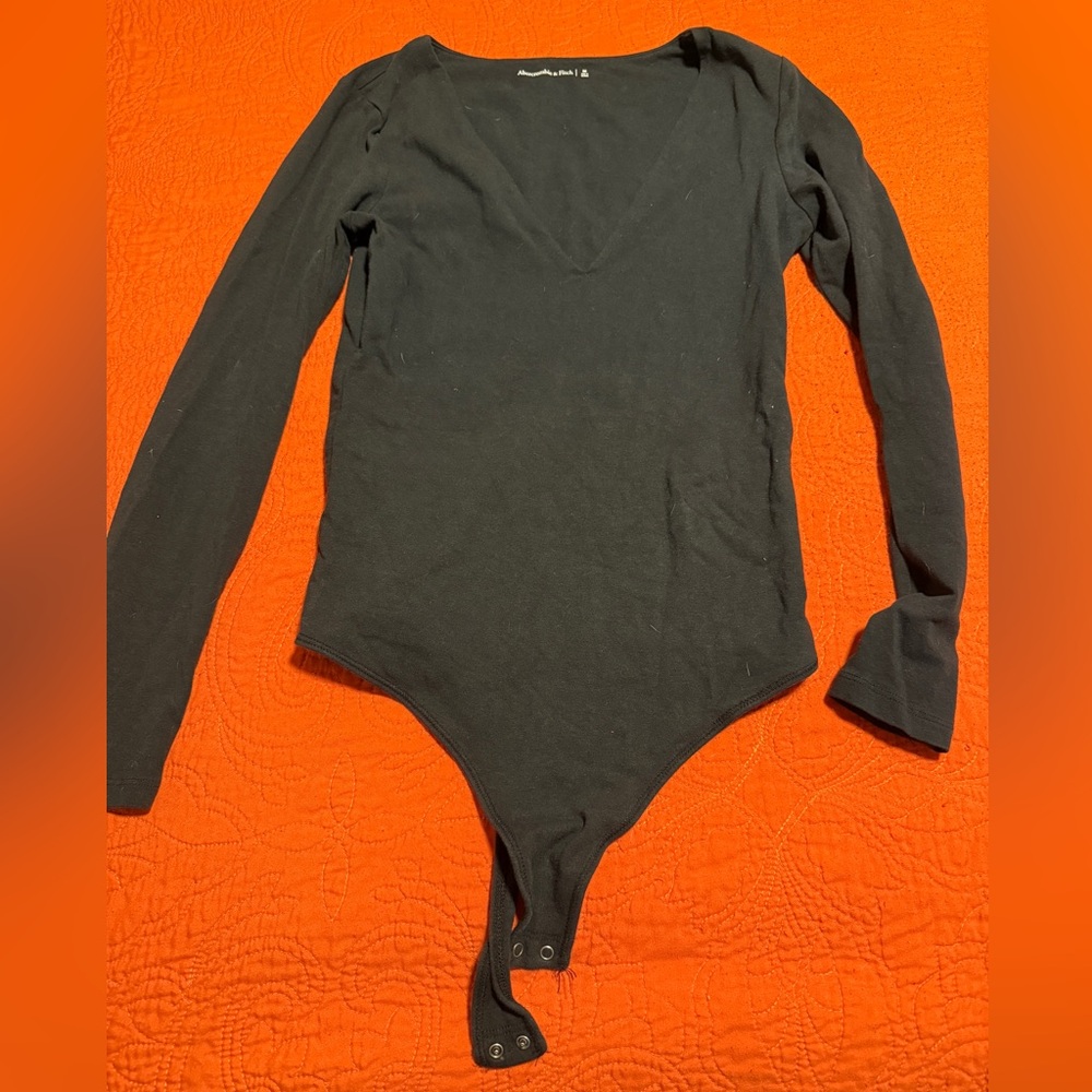 Abercrombie & Fitch Black Long Sleeve Bodysuit